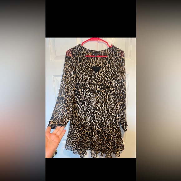 Banana Republic Leopard Flounce-Hem Dress Size 4P - Picture 2 of 8